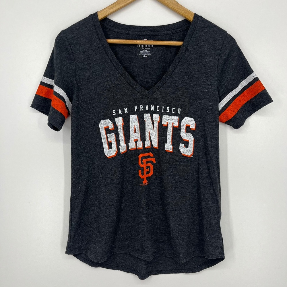 5th & Ocean San Francisco Giants Womens V-Neck T-Shirt Gray Small MLB Baseball